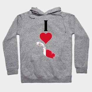 I Heart Malta Vertical I Love Maltese National Flag Map Hoodie